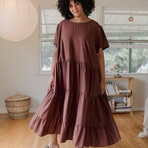 TRADLANDS | CHALET TIERED DRESS | EARTH BROWN | SIZE L